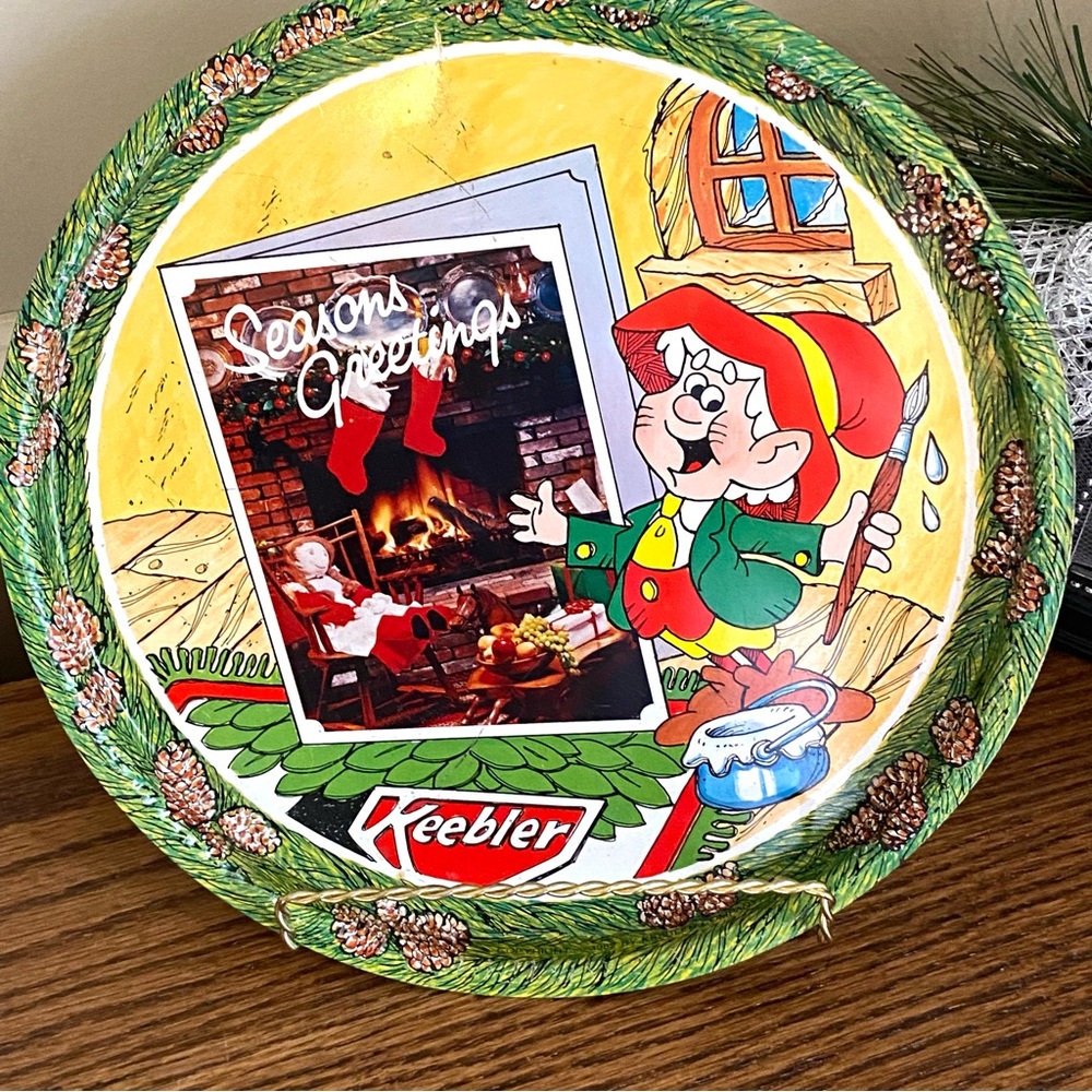 🎅🏻Sale KEEBLER Vintage cookie tray with the Keebler Elf and a warm holiday card